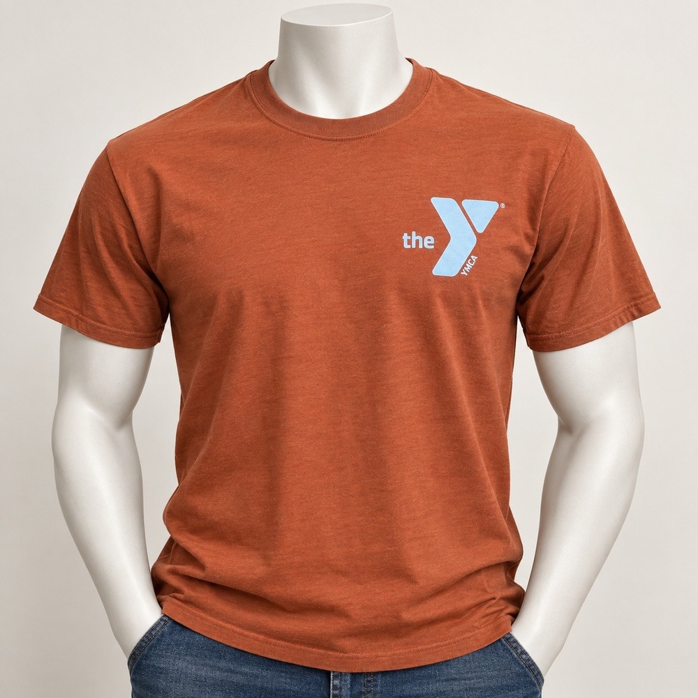 Hanes Beefy-T YMCA Event Volunteer Graphic T-Shirt Burnt Orange Mens Large